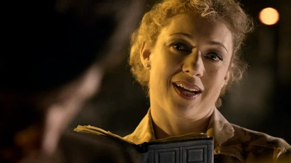 River Song, looking up from her diary