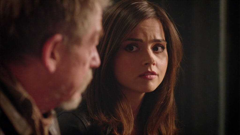 Clara, looking worryingly at The War Doctor
