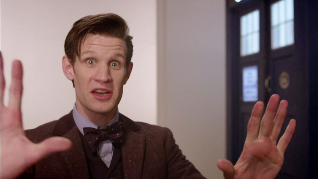 The Eleventh Doctor, gesturing with his hands