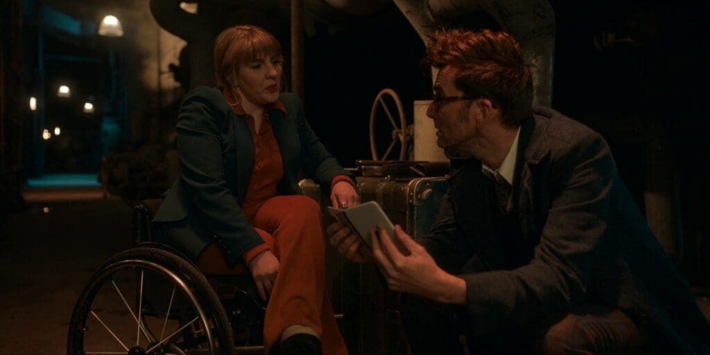 The Doctor talking to Shirley.