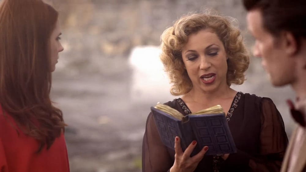River Song looking through her diary