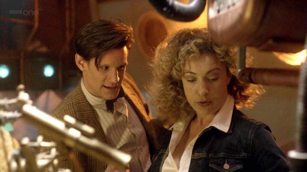 The Doctor and River in the TARDIS.