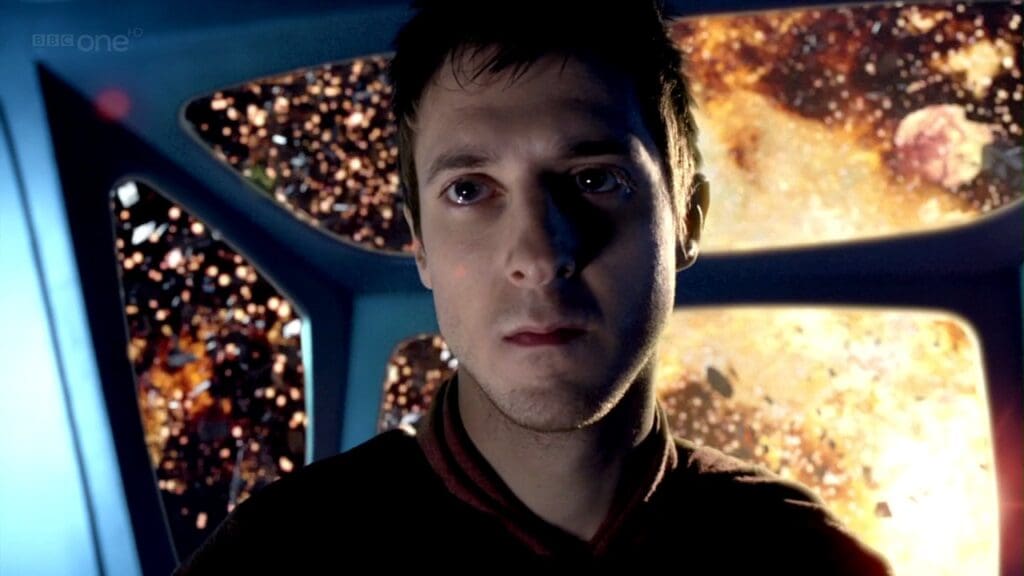 Rory, on a spaceship, explosions outside in space